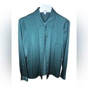 Michael Kors Collection Teal Satin Blouse